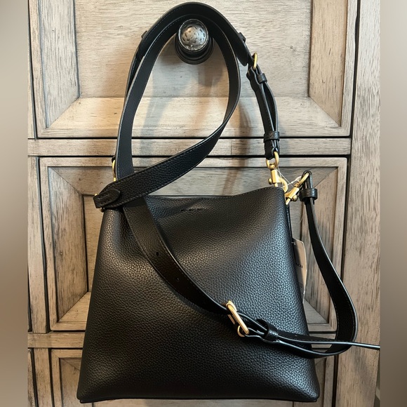 COACH Willow Soft Slouchy Bucket Bag Black NWT 2 detachable adjustable straps. - Picture 2 of 9